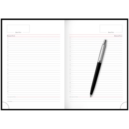 Подарочный набор: Шариковая ручка Parker Jotter K60, цвет: Black, стержень: Mblue, в подарочной упаковке и черный недатированный ежедневник