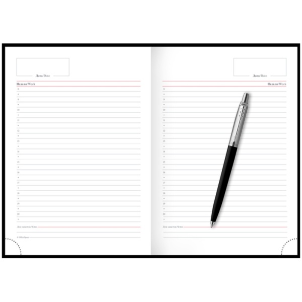 Подарочный набор: Шариковая ручка Parker Jotter K60, цвет: Black, стержень: Mblue, в подарочной упаковке и черный недатированный ежедневник