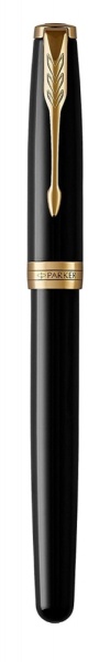 Перьевая ручка Parker Sonnet , Lacquer Deep Black GT , перо: 18К золото, F, цвет чернил: black, в подарочной упаковке