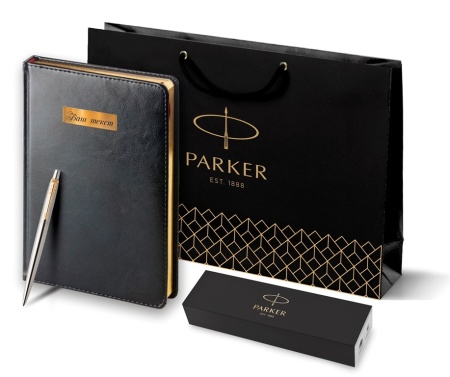 Подарочный набор: Ежедневник  и Шариковая ручка Parker Jotter Essential, St. Steel GT