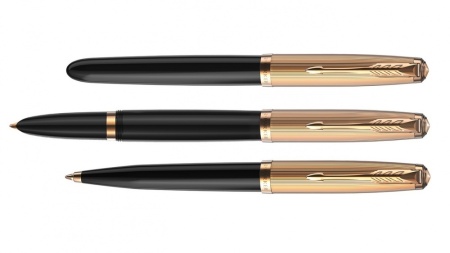 Перьевая ручка Parker 51 DELUXE BLACK GT, перо: F, цвет чернил: black, в подарочной упаковке.