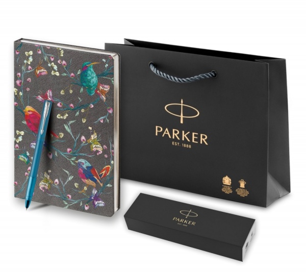 Подарочный набор: Ручка-роллер Parker Vector XL Teal CT и Ежедневник недатированный, серый