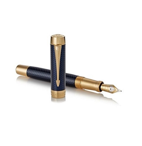Перьевая ручка Parker Duofold Prestige Centennial, Blue Chevron GT Foutain Pen Medium, перо:M , цвет чернил: black, в подарочной упаковке.