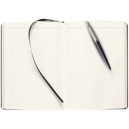 Подарочный набор: Шариковая ручка Parker Jotter Essential, Royal Blue CT, стержень: Mblue и Ежедневник недатированный черный с золотистым срез