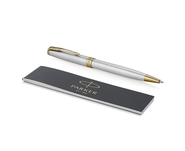 Шариковая ручка Parker Sonnet , Stainless Steel GT, стержень: M, цвет чернил: black , в подарочной упаковке