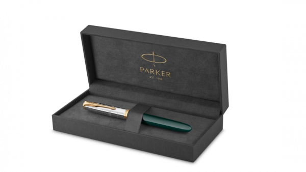 Перьевая ручка Parker 51 Premium Forest Green GT, перо: F чернила: Black,Blue, в подарочной упаковке.