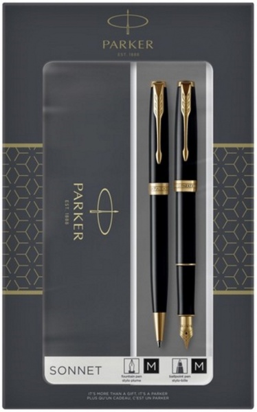 Набор из двух ручек Parker SONNET BLACK GT перьевая и шариковая ручка