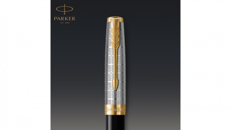 Ручка-роллер Parker Sonnet Premium Refresh BLACK GT, стержень: F, цвет чернил: black, в подарочной упаковке