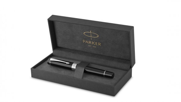 Перьевая ручка Parker Duofold Classic Black CT Centennial Fountain Pen, перо: F, цвет чернил: black, в подарочной упаковке.