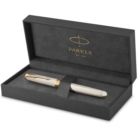 Перьевая ручка Parker Sonnet Silver Mistral GT, перо: M, цвет чернил: black, в подарочной упаковке