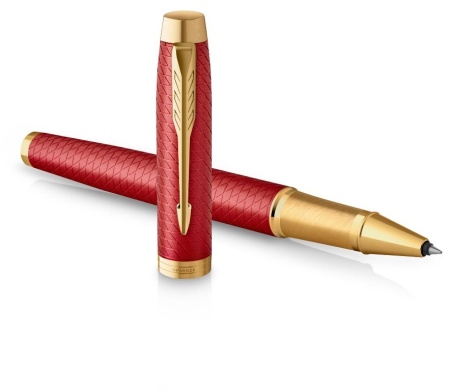 Подарочный набор: Ручка роллер Parker IM Premium T318 Red GT, цвет чернил черный и красный недатированный ежедневник с золотым срезом