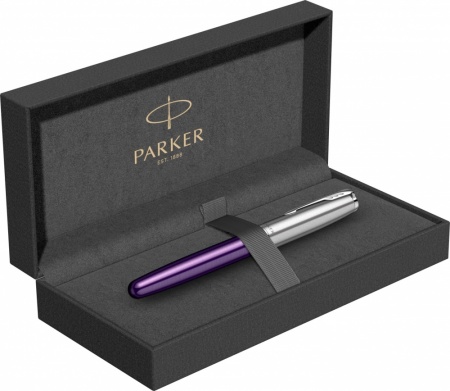Перьевая ручка Parker Sonnet Essentials Violet SB Steel CT, перо: F, цвет чернил black, в подарочной упаковке.
