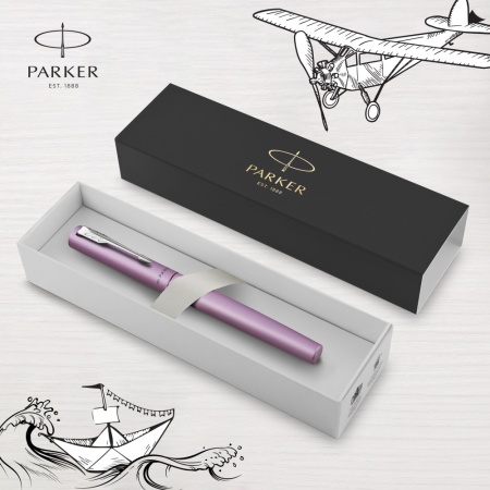 Подарочный набор: Ручка-роллер Parker Vector XL Lilac CT и Ежедневник недатированный, серый