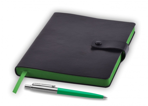 Подарочный набор: Шариковая ручка Parker Jotter ORIGINALS GREEN CT В ЭКО УПАКОВКЕ и Ежедневник недатированный черный