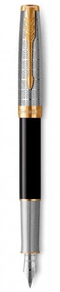 Перьевая ручка Parker Sonnet Premium Refresh BLACK GT, перо 18K, перо: F, цвет чернил black, в подарочной упаковке