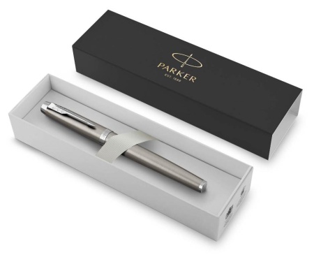 Перьевая ручка Parker IM Stainless Steel CT, перо: F, цвет чернил: blue, в подарочной упаковке.