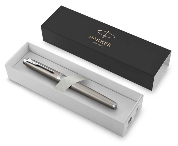 Перьевая ручка Parker IM Stainless Steel CT, перо: F, цвет чернил: blue, в подарочной упаковке.