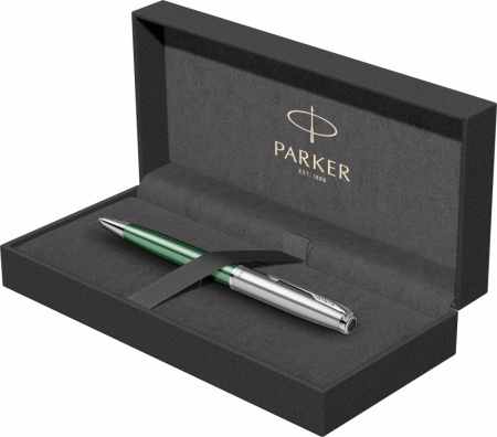 Шариковая ручка Parker Sonnet Essentials Green SB Steel CT, цвет чернил black, перо: M, в подарочной упаковке.