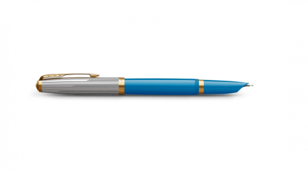 Перьевая ручка Parker 51 Premium Turquoise GT перо; M/F, чернила: Black,Blue, в подарочной упаковке.