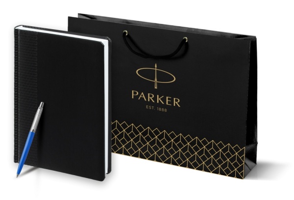 Подарочный набор: Шариковая ручка Parker Jotter ORIGINALS BLUE CT, стержень: Mblue  и Ежедневник недатированный черный