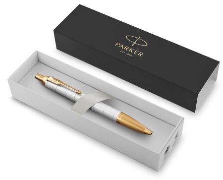 Шариковая ручка Parker IM Premium K318  Pearl GT, стержень: M, цвет чернил: blue, в подарочной упаковке.