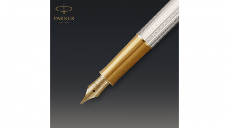Перьевая ручка Parker Sonnet Silver Mistral GT, перо: F, цвет чернил: black, в подарочной упаковке