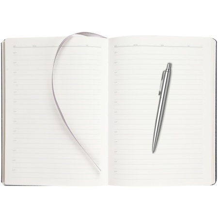 Подарочный набор: Шариковая ручка Parker Jotter Essential, St. Steel СT и Ежедневник  недатированный, серый