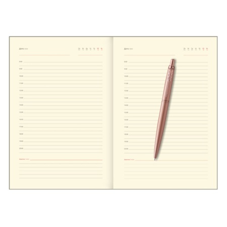 Подарочный набор:Шариковая ручка Parker Jotter XL SE20 Monochrome, цвет: Pink Gold b Ежедневник недатированный розовое золото.