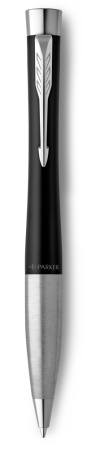 Шариковая ручка Parker Urban (матовый черный лак) Muted Black Chrome Trim, стержень: M, цвет чернил: blue, в подарочной упаковке.