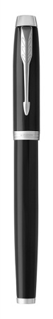 Перьевая ручка Parker IM Metal Black CT (глянцевый черный лак),  перо: F, цвет чернил: blue, в подарочной упаковке.