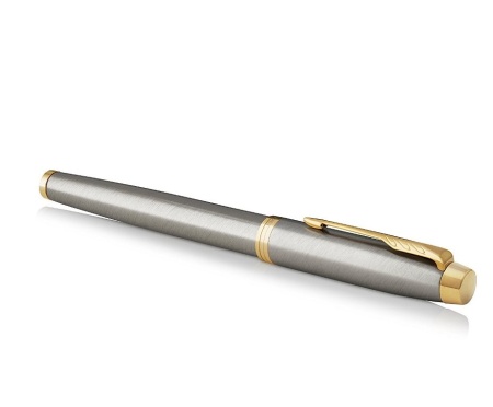 Перьевая ручка Parker IM Metal Brushed Metal GT, перо: F, цвет чернил: blue, в подарочной упаковке.