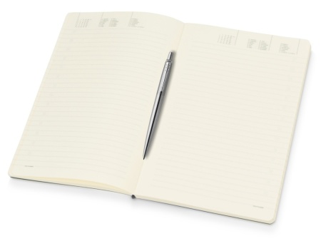 Подарочный набор: Шариковая ручка Parker Jotter Essential, St. Steel СT и Ежедневник недатированный серебристый