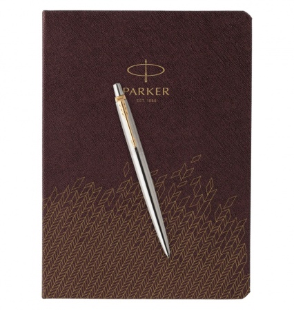 Подарочный набор: Шариковая ручка Parker Jotter Essential, St. Steel GT и Ежедневник  недатированный, коричневый