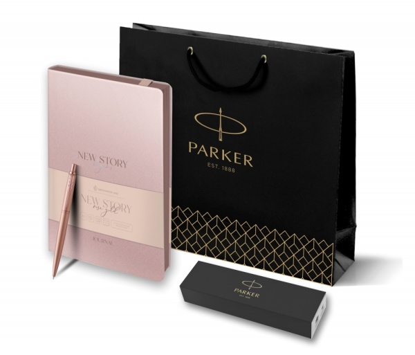 Подарочный набор:Шариковая ручка Parker Jotter XL SE20 Monochrome, цвет: Pink Gold b Ежедневник недатированный розовое золото.