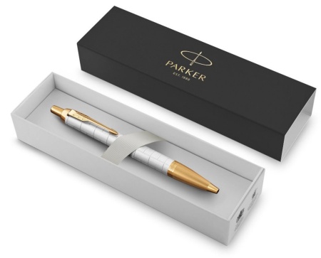 Подарочный набор: Шариковая ручка Parker IM Premium K318 Pearl GT и Ежедневник недатированный белый