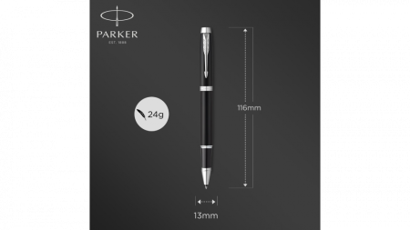 Ручка-роллер Parker IM Mat Black CT,стержень: F, цвет чернил: black, в подарочной упаковке.