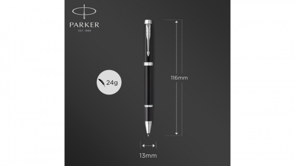 Ручка-роллер Parker IM Mat Black CT,стержень: F, цвет чернил: black, в подарочной упаковке.