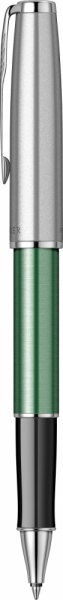 Ручка-роллер Parker Sonnet Essentials Green SB Steel CT, цвет чернил black, перо: F, в подарочной упаковке.