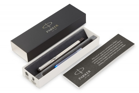 Перьевая ручка Parker Vector F03, цвет: Steel, перо: F, цвет чернил: blue, в подарочной упаковке
