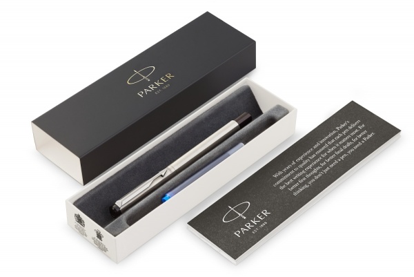 Перьевая ручка Parker Vector F03, цвет: Steel, перо: F, цвет чернил: blue, в подарочной упаковке