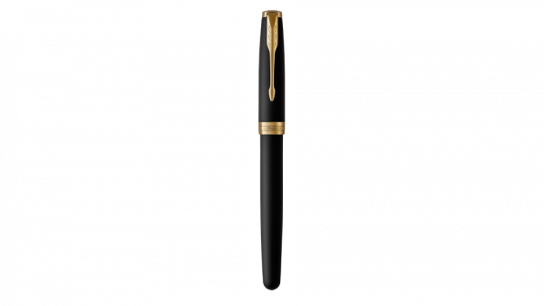 Ручка роллер Parker Sonnet  Matte Black GT, стержень: F, цвет чернил: black, в подарочной упаковке
