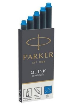 Картридж с смываемыми чернилами для перьевой ручки Parker Quink, Washable Blue, упаковка из 5 шт.