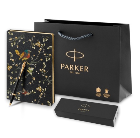Подарочный набор: Шариковая ручка Parker IM Metal Black GT и Ежедневник недатированный, черный.