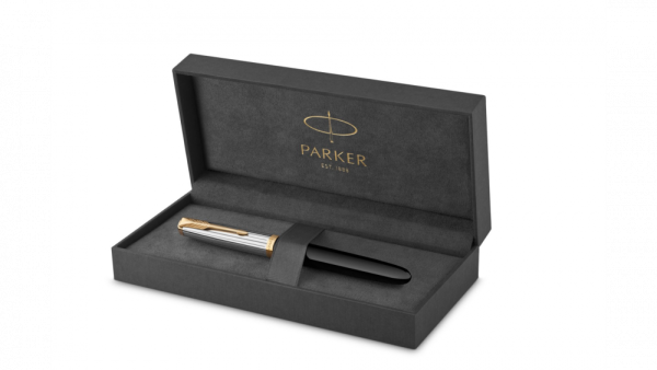 Перьевая ручка Parker 51 Premium Black GT, перо: M/F, чернила: Black,Blue, в подарочной упаковке.