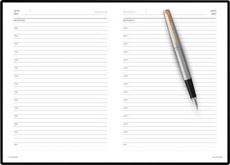 Подарочный набор: Ручка перьевая Parker Jotter Stainless Steel GT и Ежедневник черный недатированный