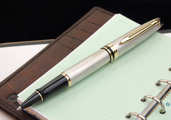 Ручка-роллер Waterman Expert 3, цвет: Stainless Steel GT, стержень: Fblk
