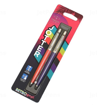 Набор ручек Parker Jotter Originals 80s Retrowave Vermilion Red/Indigo Purple M, в блистере