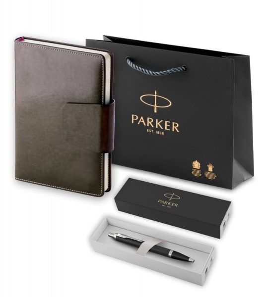 Подарочный набор: Шариковая ручка Parker IM Mat Black CT и Ежедневник недатированный А5 черный