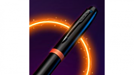 Ручка-роллер Parker IM Vibrant Rings Flame Orange, стержень:Fblk, в подарочной упаковке.