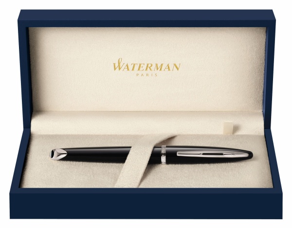 Перьевая ручка Waterman Carene, цвет: Black ST, перо: F или М чернила: blue